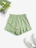 ZAFUL Short Superposé à Jambe Large à Volants S Vert clair
