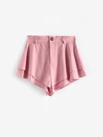 ZAFUL Short Superposé en Couleur Unie à Taille Haute L Rose léger