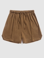 ZAFUL Short Texturé à Fente Latérale à Cordon S Café