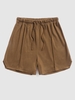 ZAFUL Short Texturé à Fente Latérale à Cordon Xl Café