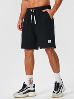 ZAFUL Short Texturé en Coton et Lin Design Patché S Noir