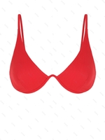 ZAFUL Soutien-gorge de Bikini Rembourré Côtelé en Couleur Unie à Armature Xs Rouge