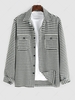 ZAFUL Surchemise à Carreaux à Grille avec Poche de Tweed L Noir