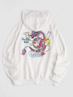 ZAFUL Sweat à Capuche à Imprimé Dragon en Dansant L Blanc