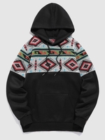 ZAFUL Sweat à Capuche à Imprimé Ethnique en Laine Jointive M Noir