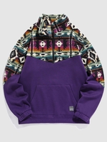 ZAFUL Sweat à Capuche à Imprimé Ethnique Zippé en Toison Xxl Pourpre