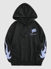 ZAFUL Sweat à Capuche à Imprimé Flamme et Feu du Streetwear S Noir