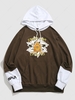ZAFUL Sweat à Capuche à Imprimé Graphique Boîte de Diable à Manches Roulées du Streetwear S Café profond