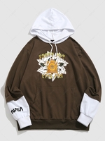 ZAFUL Sweat à Capuche à Imprimé Graphique Boîte de Diable à Manches Roulées du Streetwear S Café profond