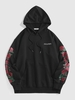 ZAFUL Sweat à Capuche à Imprimé Lettre Rose Fleur avec Poche Kangourou Streetwear S Noir
