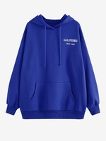 ZAFUL Sweat à Capuche à Imprimé Lettre Surdimensionné S Bleu