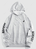 ZAFUL Sweat à Capuche à Imprimé Yin Yang Lettre avec Poche Kangourou du Streetwear L Gris clair