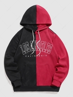 ZAFUL Sweat à Capuche Bicolore à Lettre LOS ANGELES en Laine S Rouge