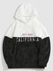 ZAFUL Sweat à Capuche Bicolore Fourré Lettre Brodée S Blanc