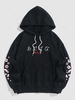 ZAFUL Sweat à Capuche Caractère Japonais Brodé à Doublure en Laine Xl Noir