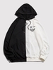 ZAFUL Sweat à Capuche Contrasté à Imprimé Dessin Animé à Cordon S Noir