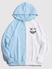 ZAFUL Sweat à Capuche Contrasté à Imprimé Dessin Animé à Cordon Xl Bleu clair