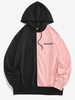 ZAFUL Sweat à Capuche Contrasté à Imprimé Lettre à Cordon 2xl Rose clair