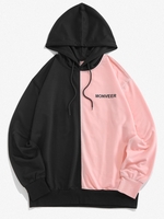 ZAFUL Sweat à Capuche Contrasté à Imprimé Lettre à Cordon 2xl Rose clair