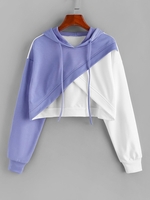 ZAFUL Sweat à Capuche Court Croisé en Blocs de Couleurs L Bleu clair
