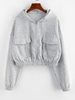ZAFUL Sweat à Capuche Court Zip en Avant avec Poches M Gris clair