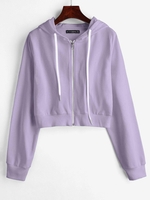 ZAFUL Sweat à Capuche Court Zippé à Cordon S Violet clair