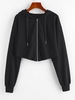 ZAFUL Sweat à Capuche Court Zippé à Ourlet Brut S Noir