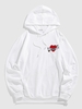 ZAFUL Sweat à Capuche Cœur Brodé avec Poche Kangourou Streetwear S Blanc