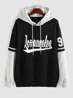 ZAFUL Sweat à Capuche de Base-ball à Imprimé Los Angeles en Blocs de Couleurs S Noir