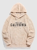 ZAFUL Sweat à Capuche de Lettre Brodée CALIFORNIA L Café lumière