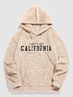 ZAFUL Sweat à Capuche de Lettre Brodée CALIFORNIA L Café lumière
