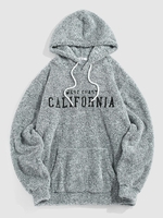 ZAFUL Sweat à Capuche de Lettre Brodée CALIFORNIA L Gris clair