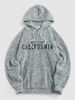 ZAFUL Sweat à Capuche de Lettre Brodée CALIFORNIA M Gris clair