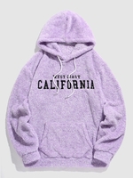 ZAFUL Sweat à Capuche de Lettre Brodée CALIFORNIA M Violet clair