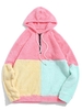 ZAFUL Sweat à Capuche Demi-Zippé Jointif en Blocs de Couleurs Xl Rose pastèque