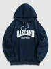 ZAFUL Sweat à Capuche Duveteuse à Lettre Brodée en Laine Doublé L Bleu profond