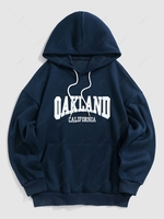 ZAFUL Sweat à Capuche Duveteuse à Lettre Brodée en Laine Doublé Xl Bleu profond