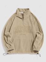 ZAFUL Sweat à Capuche Duveteux CALIFORNIA Brodé Zippé en Laine L Café lumière