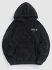 ZAFUL Sweat à Capuche Duveteux et Lettre Brodée BROOKLYN et NEW YORK L Noir