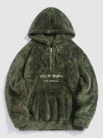 ZAFUL Sweat à Capuche Duveteux Pull-over LOS ANGELES à 1 / 4 Zip S Vert profond