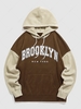 ZAFUL Sweat à Capuche en Blocs de Couleurs à Slogan BROOKLYN NEW YORK L Café profond