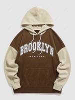 ZAFUL Sweat à Capuche en Blocs de Couleurs à Slogan BROOKLYN NEW YORK M Café profond
