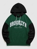 ZAFUL Sweat à Capuche en Blocs de Couleurs à Slogan BROOKLYN NEW YORK Xxl Vert