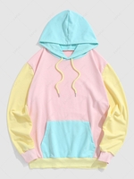 ZAFUL Sweat à Capuche en Blocs de Couleurs avec Poche L Rose clair