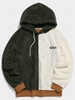 ZAFUL Sweat à Capuche en Blocs de Couleurs Bicolore à Goutte Epaule en Fausse Fourrure 2xl