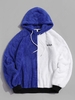 ZAFUL Sweat à Capuche en Blocs de Couleurs Bicolore à Goutte Epaule en Fausse Fourrure 2xl Bleu
