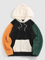 ZAFUL Sweat à Capuche en Blocs de Couleurs en Fausse Laine L