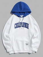 ZAFUL Sweat à Capuche en Blocs de Couleurs Vives avec Lettre CALIFORNIA L Blanc