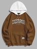 ZAFUL Sweat à Capuche en Blocs de Couleurs Vives avec Lettre CALIFORNIA L Café