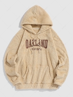 ZAFUL Sweat à Capuche Epais Duveteux Lettre CALIFORNIA OAKLAND Broderie Vintage Xl Café lumière